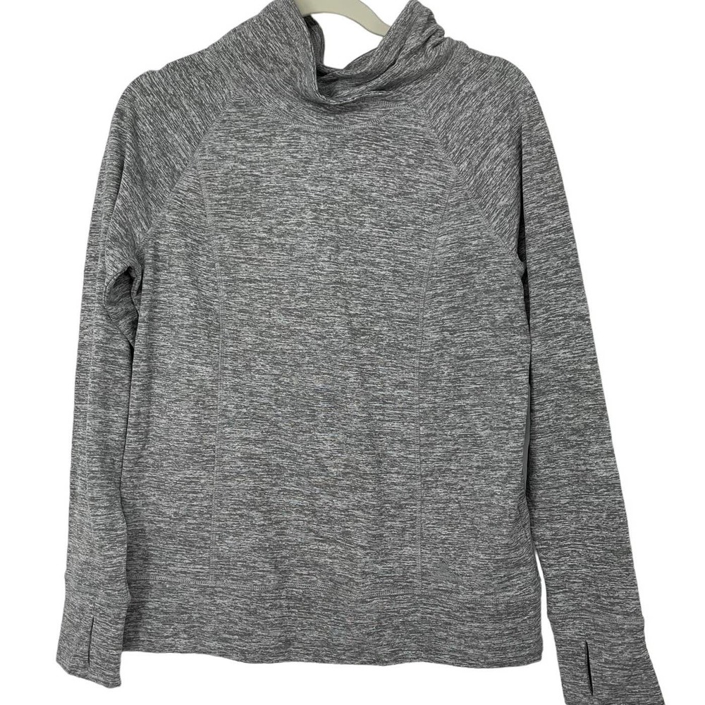 ZEROXPOSUR GRAY STRETCH LONG SLEEVE PULLOVER TOP WITH THUMBHOLES MEDIUM